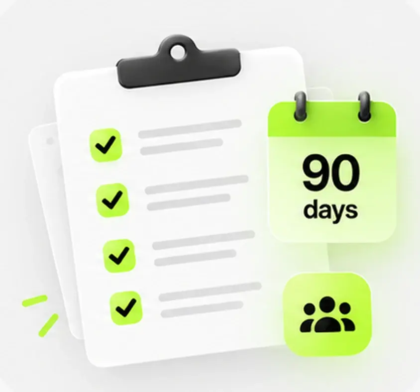 A 90-day checklist with team icon